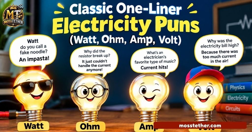 Classic One-Liner Electricity Puns (Watt, Ohm, Amp, Volt)